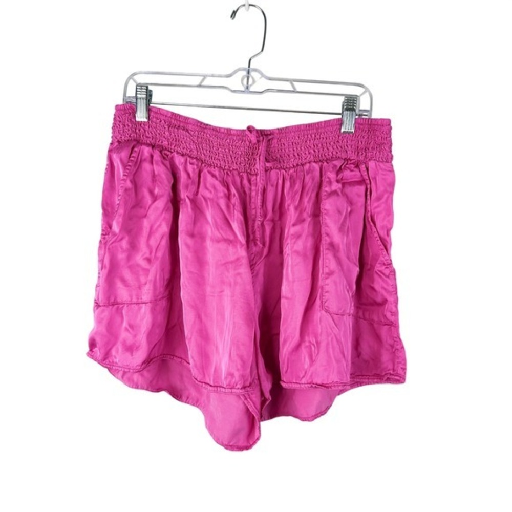 Aerie Pink Satin Loungewear Smocked Waist Pull On Shorts XL